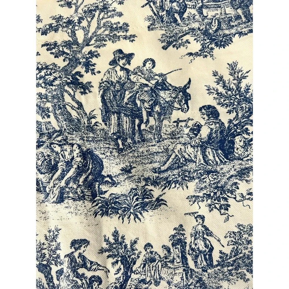 One Waverly Blue Toile & Gingham Double Valance 54